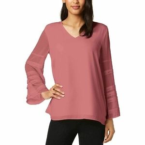 Alfani Petite Statement-Sleeve Blouse Dusty Blush